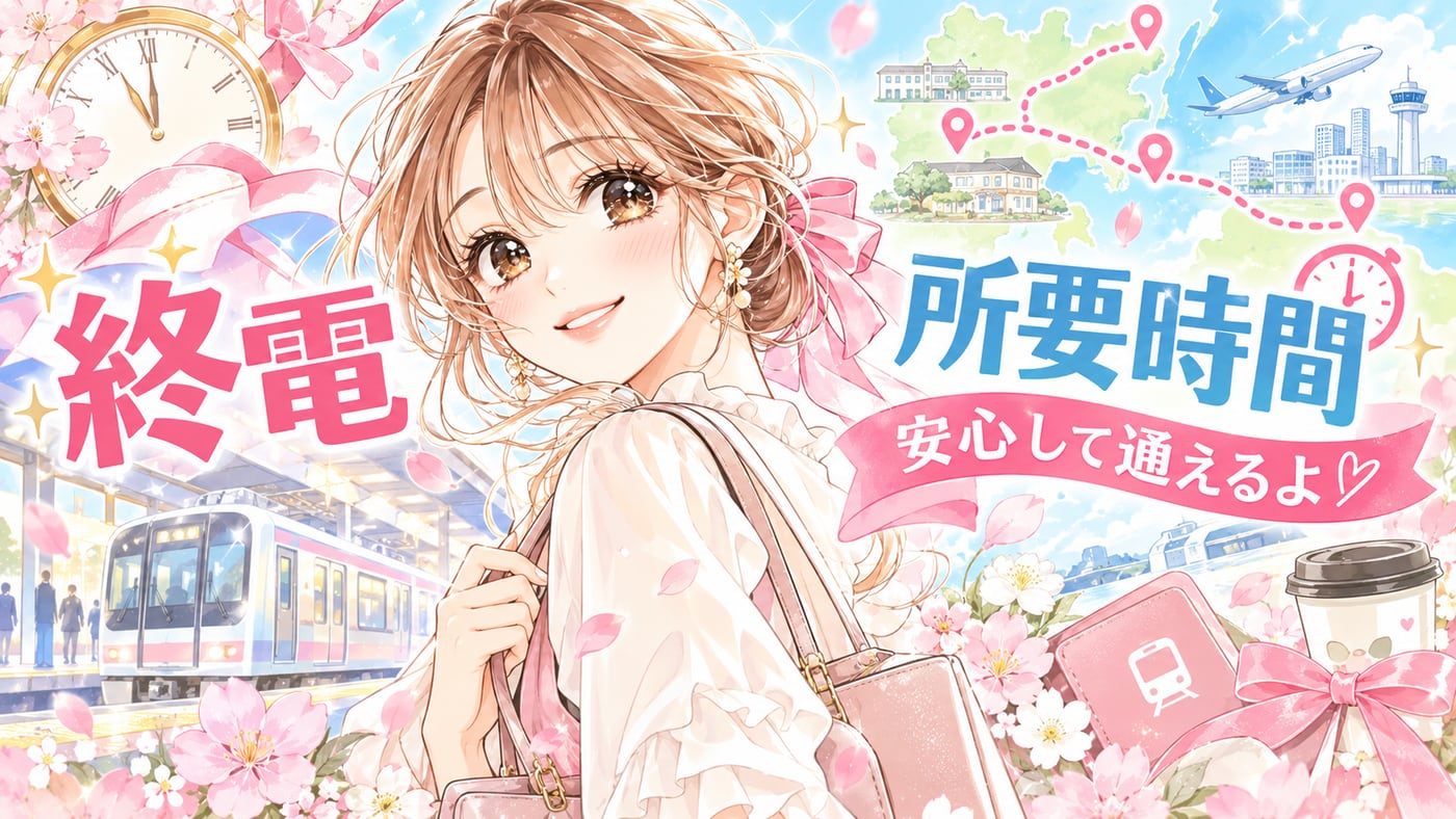 終電・所要時間のイラスト