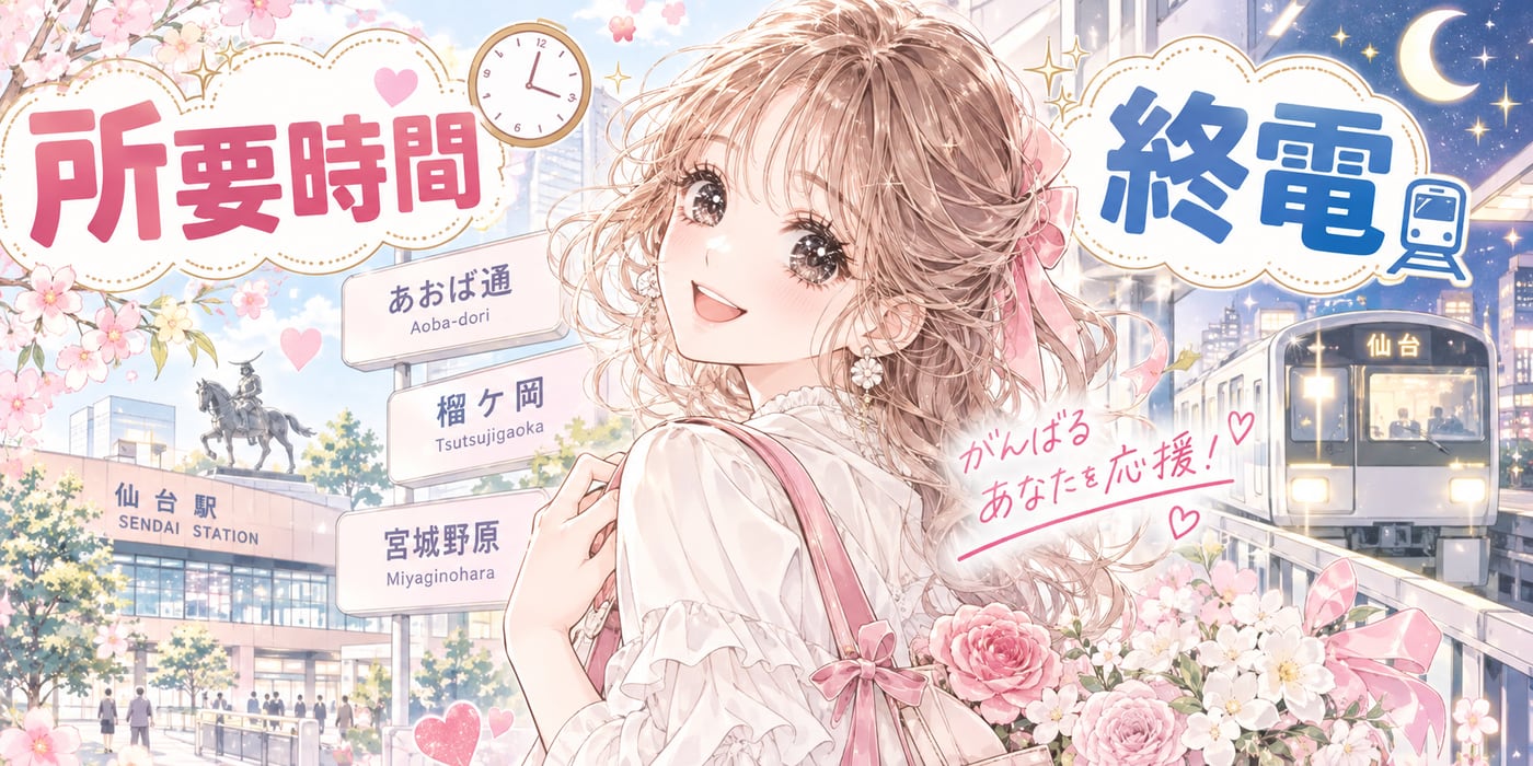 終電・所要時間のイラスト