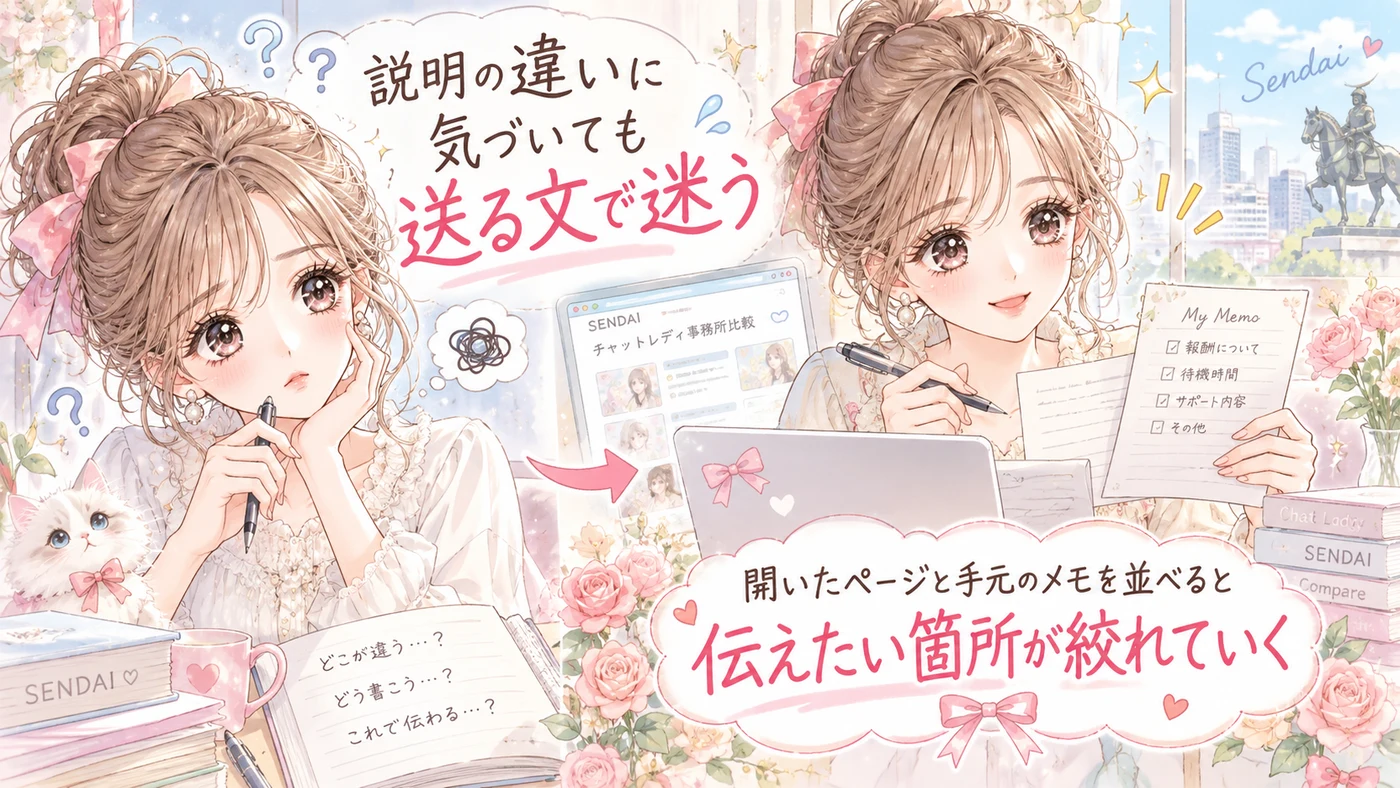 説明の違いに気づいても送る文で迷う