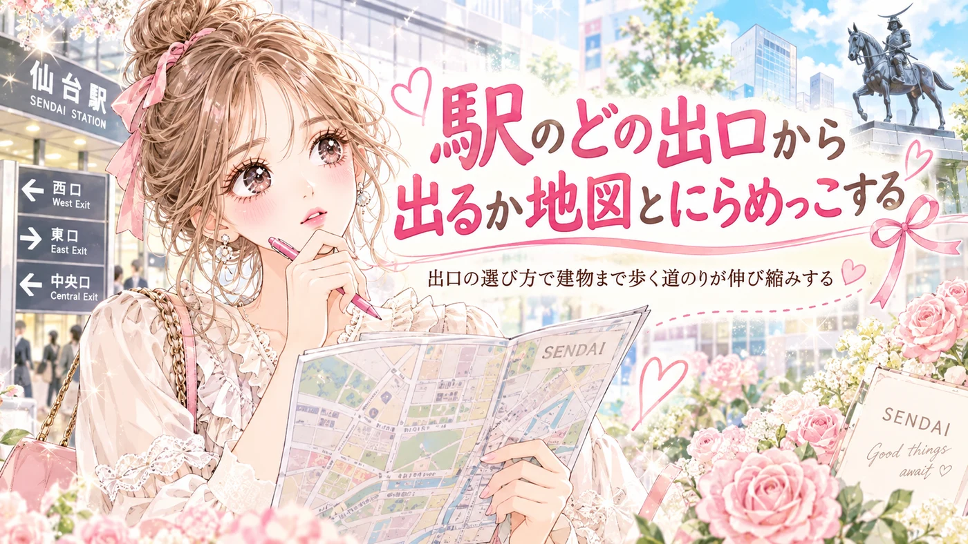 駅のどの出口から出るか地図とにらめっこする