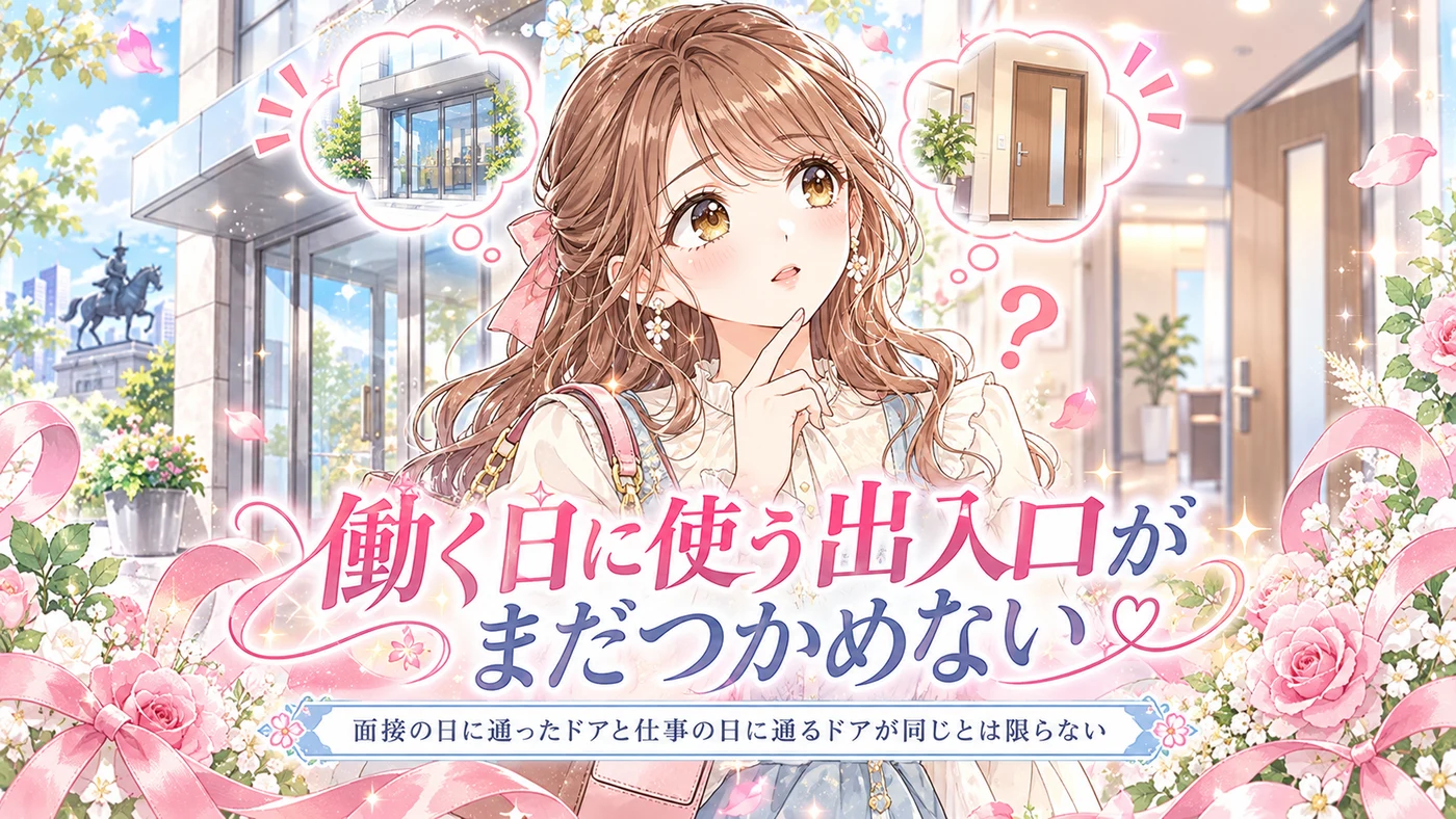 働く日に使う出入口がまだつかめない