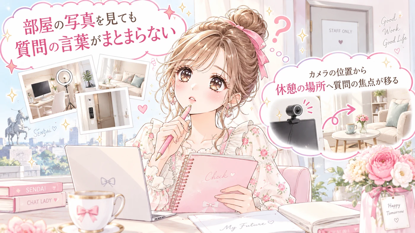 部屋の写真を見ても質問の言葉がまとまらない