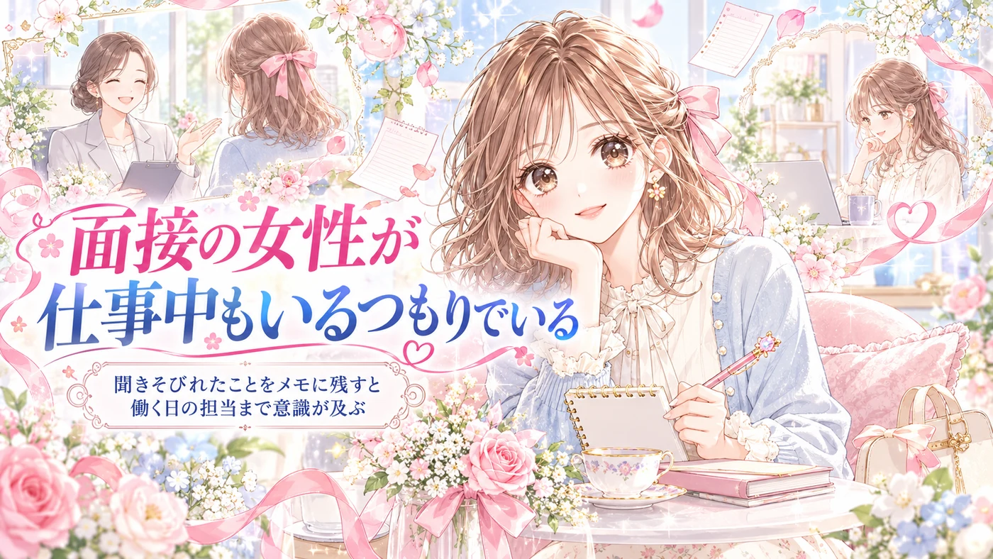 面接の女性が仕事中もいるつもりでいる