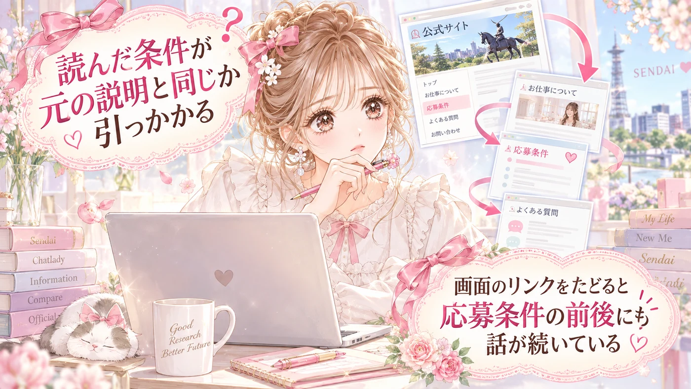 読んだ条件が元の説明と同じか引っかかる
